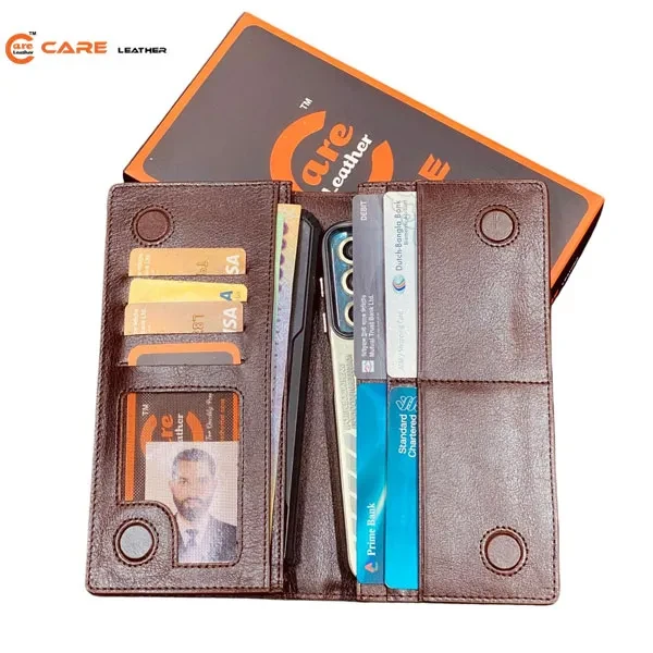 Leather Magnetic Long Wallet M2 Chocolate