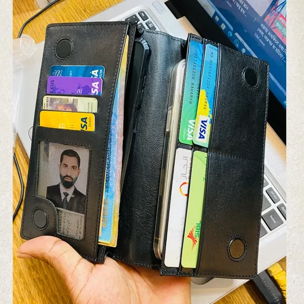 M2 Magnet Leather Long wallet Black