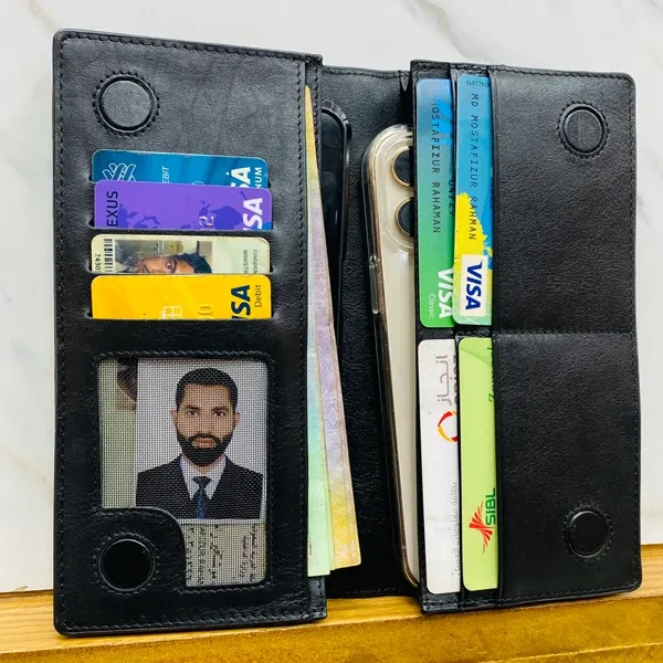 M2 Magnet Leather Long wallet Black