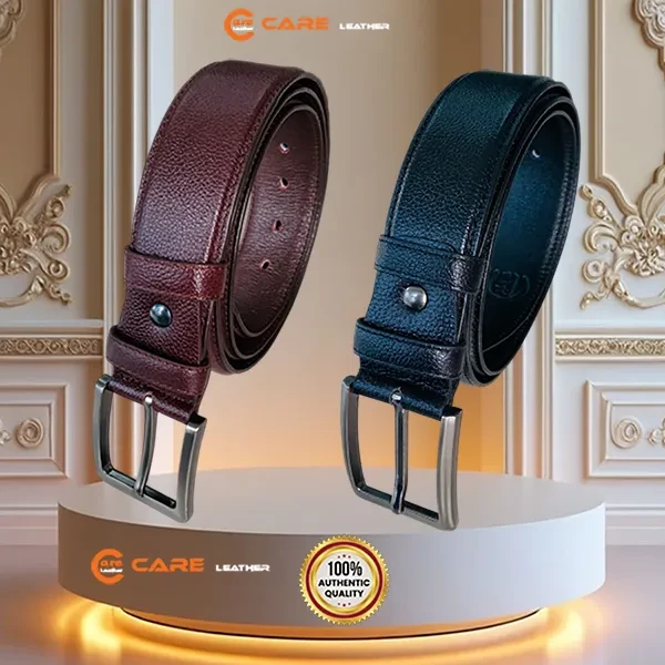 Classic Dark Black Care Leather Belt For Men