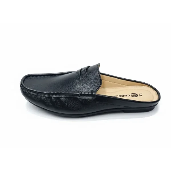 Care Leather Half Loafer  (Black HL14)