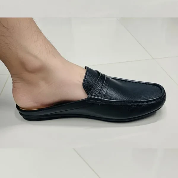 Care Leather Half Loafer  (Black HL14)