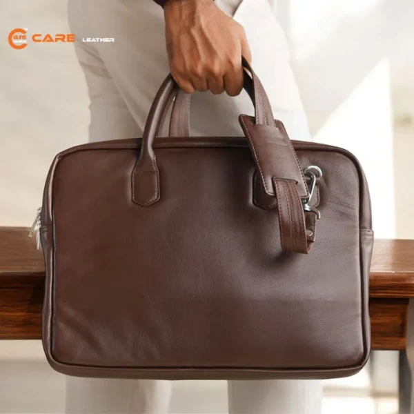 Care Leather Laptop Bag Chocolate
