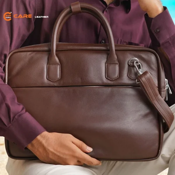 Care Leather Laptop Bag Chocolate