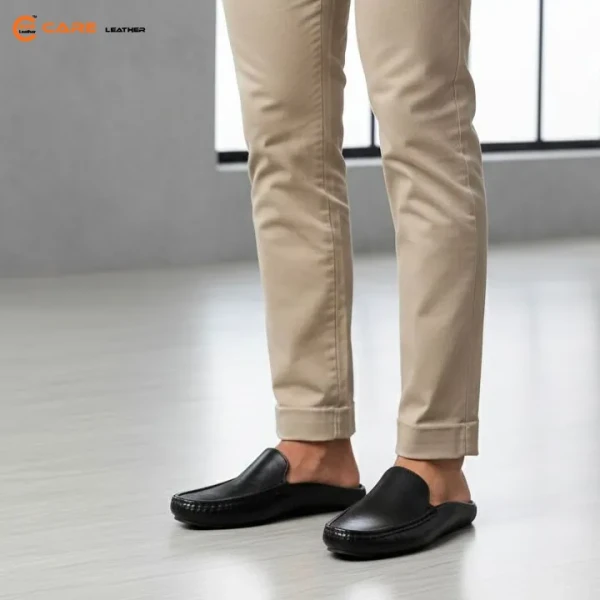 Genuine Leather Half Loafer (Black HL20)
