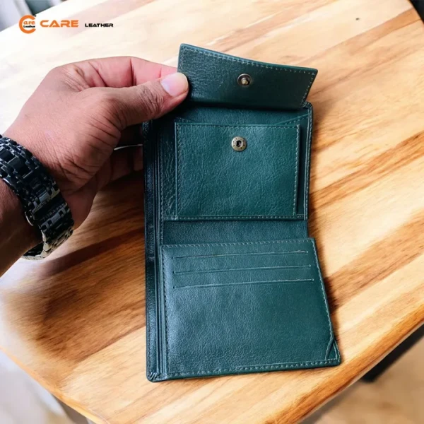 Genuine Leather Bi-Fold Wallet (Olive Green SW22)