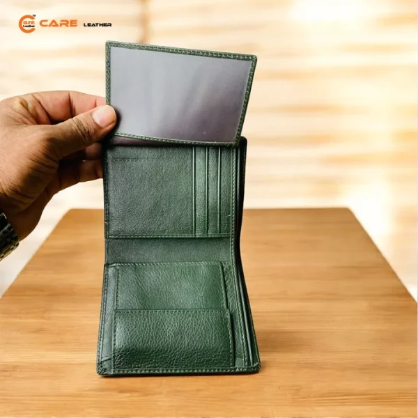 Genuine Leather Bi-Fold Wallet (Olive Green SW22)