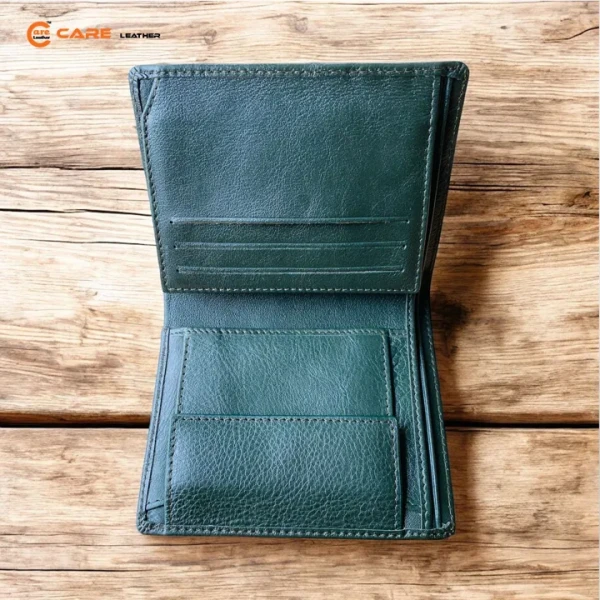 Genuine Leather Bi-Fold Wallet (Olive Green SW22)