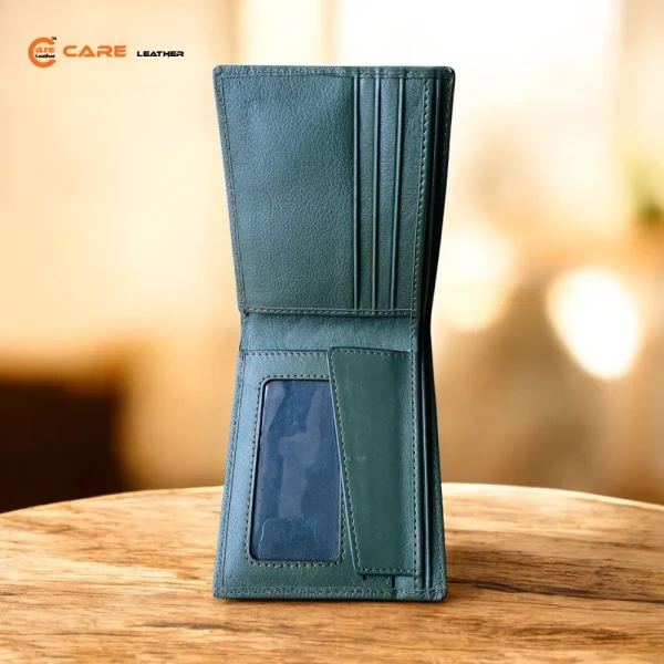 Genuine Leather Bi-Fold Wallet Olive SW-V23