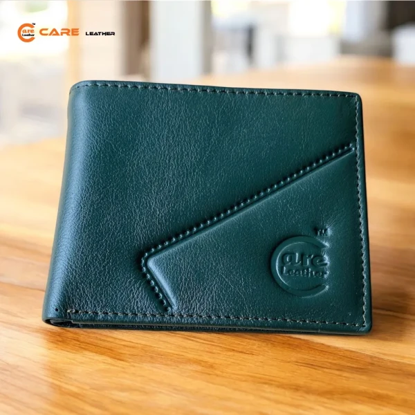 Genuine Leather Bi-Fold Wallet Olive SW-V23