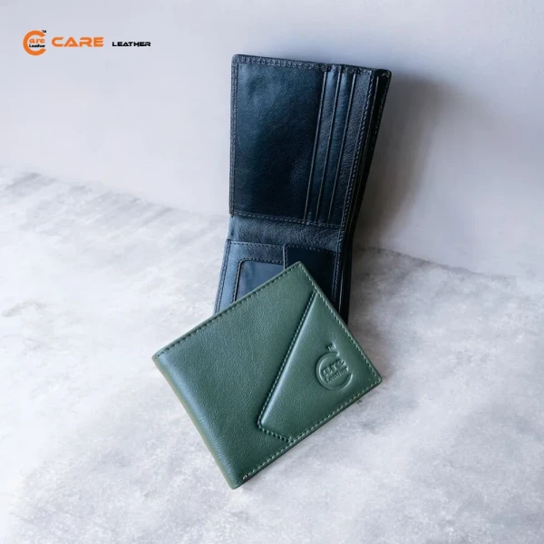 Genuine Leather Bi-Fold Wallet Olive SW-V23