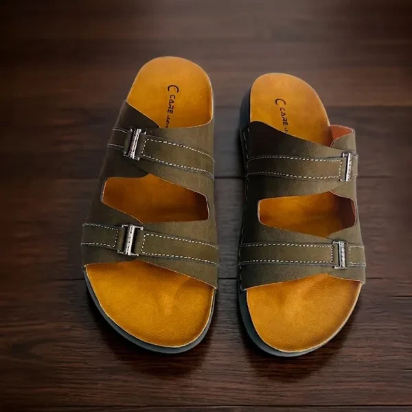Men’s Comfort Dual-Strap Soft Leather Sandal (Olive S24)