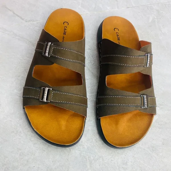 Men’s Comfort Dual-Strap Soft Leather Sandal (Olive S24)