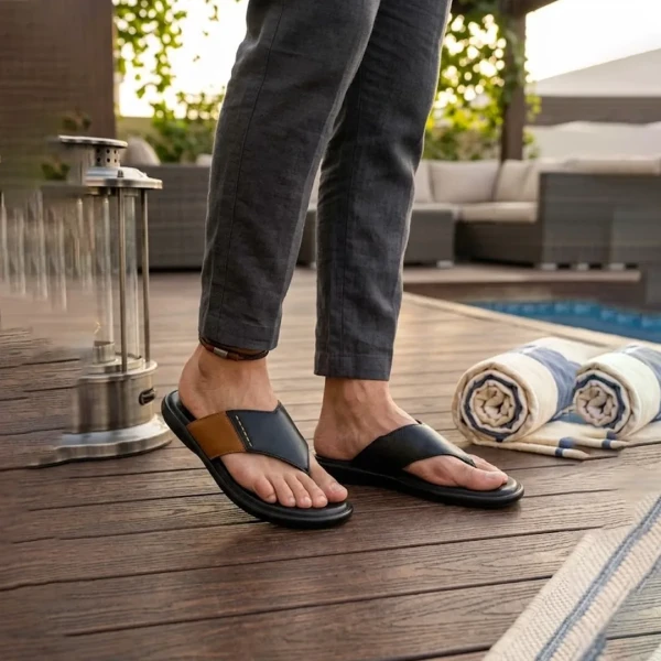 Men’s Black Leather Sandal SB-S26 Budget King