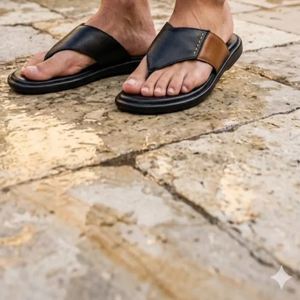 Men’s Black Leather Sandal SB-S26 Budget King