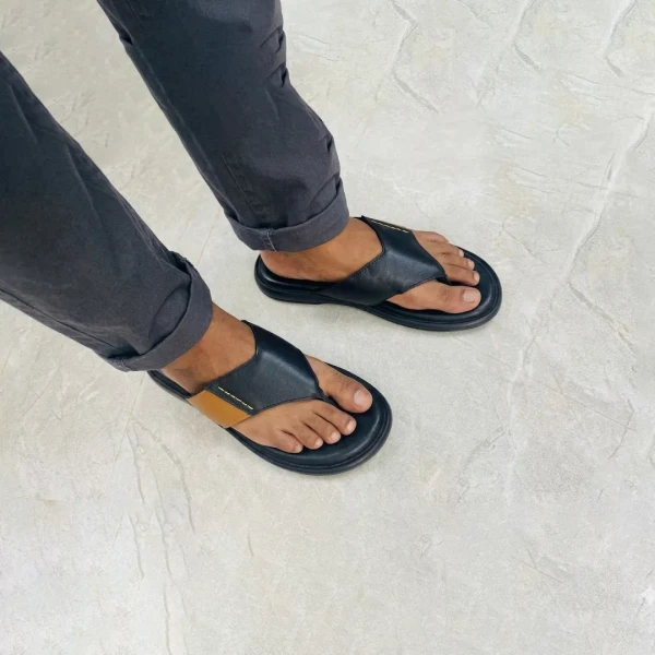 Men’s Black Leather Sandal SB-S26 Budget King