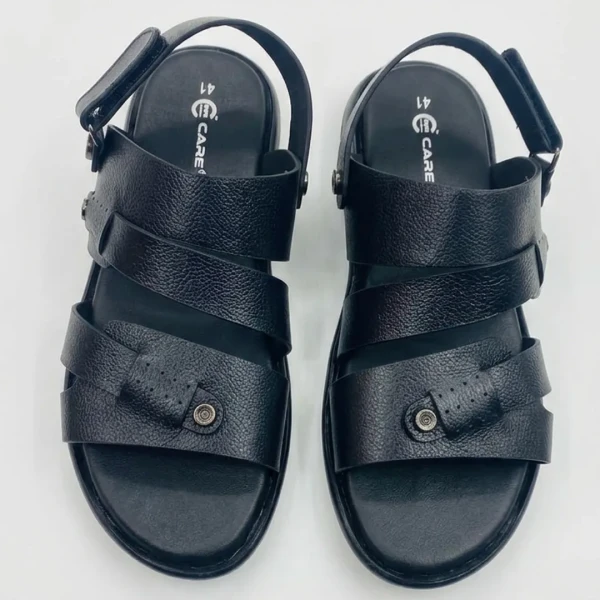 Care Leather Men's Black Casual Sandals (SB31)