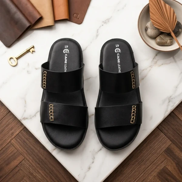 Care Leather Lucas Men's sandal - Black  (S34)
