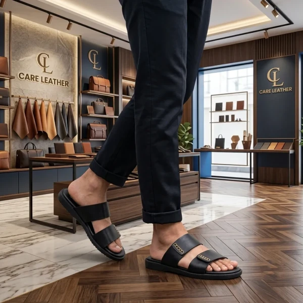 Care Leather Lucas Men's sandal - Black  (S34)