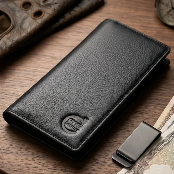 Cae Leather Aura Series Long Wallet M1Black Zipper Wallet